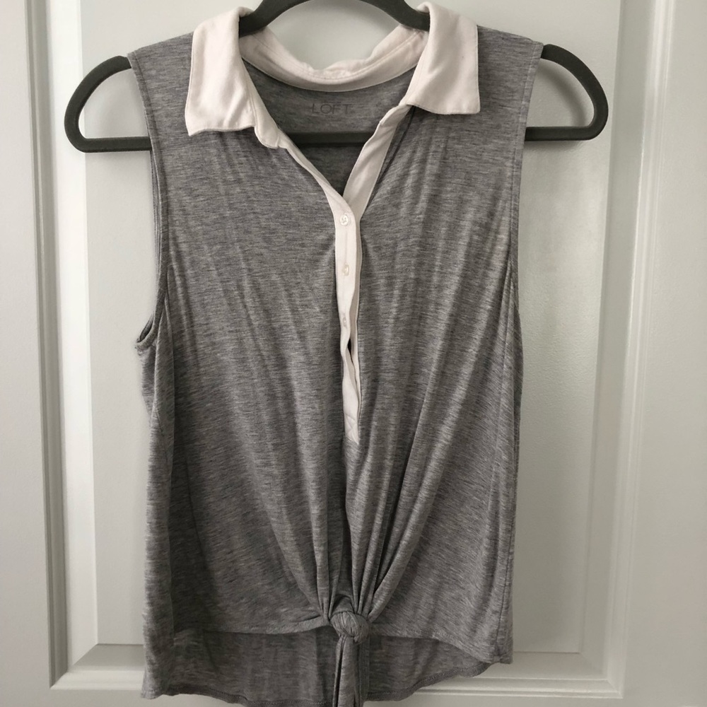 Gray tank with tie up